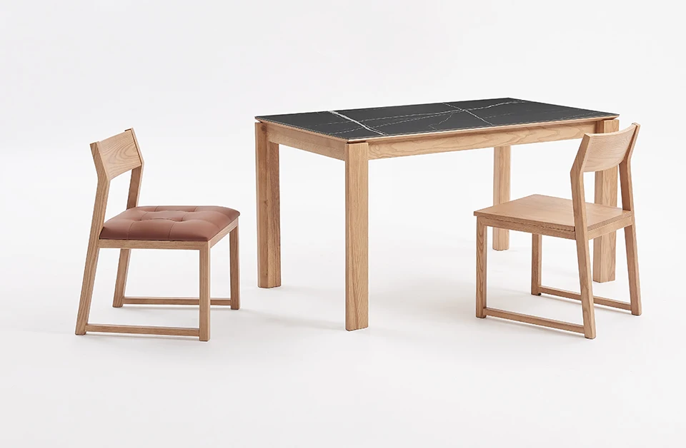 Solid ash wood frame dining chairs Natural Wood Leather Seat Cushion Hardwood Frame For dining room coffee shop restaurant