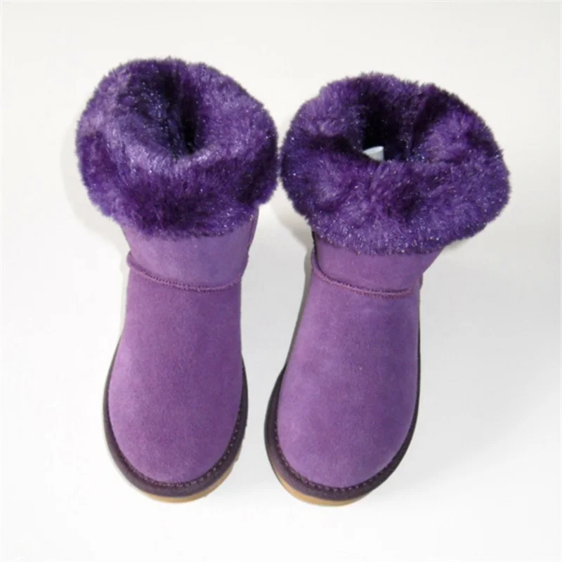 
HQB-WC006 OEM customized premium quality winter thermal fashion style genuine cow suede snow boots for women. 