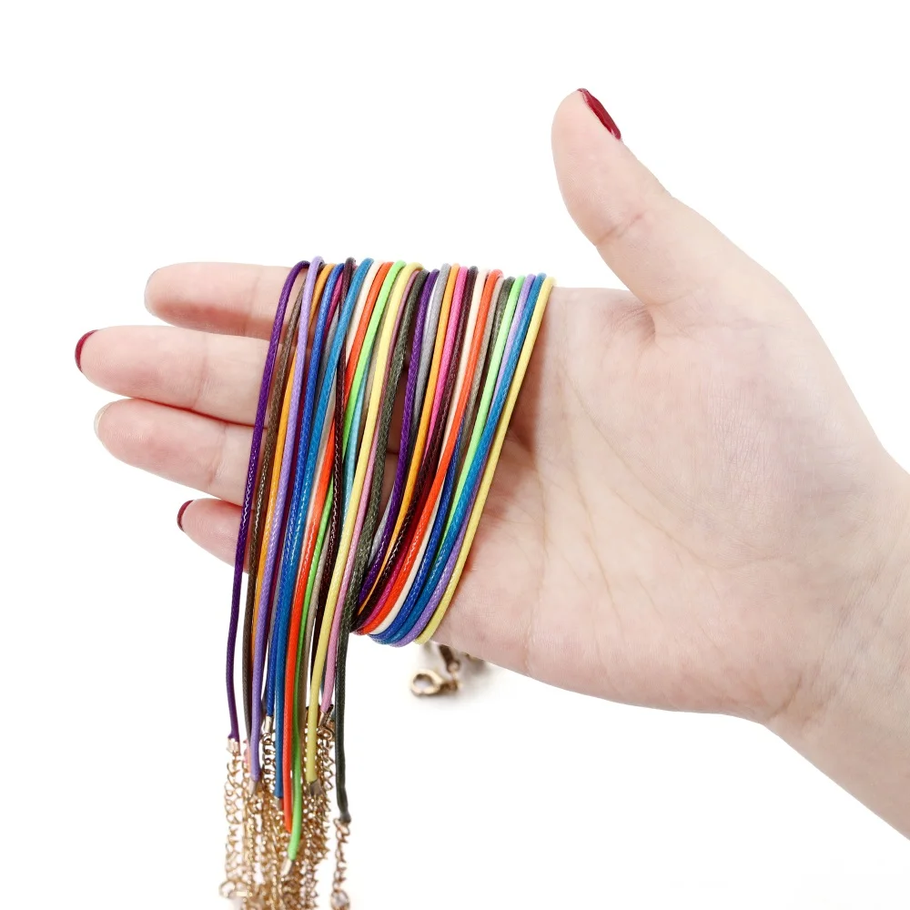 1.5/2mm 45cm Adjustable Colorful Leather Cord Necklace With Clasp Braided Rope For Jewelry Making DIY Necklace Bracelet