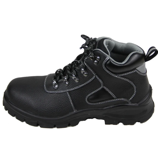 Black cow split embossed leather  high cut work casual anti-smash anti-puncture anti-static safety shoes
