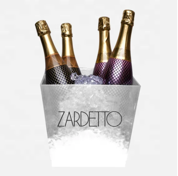 Hot Sale Popular Big Capacity 10L Square Plastic Wine Cooler Buckets Acrylic LED Ice Bucket