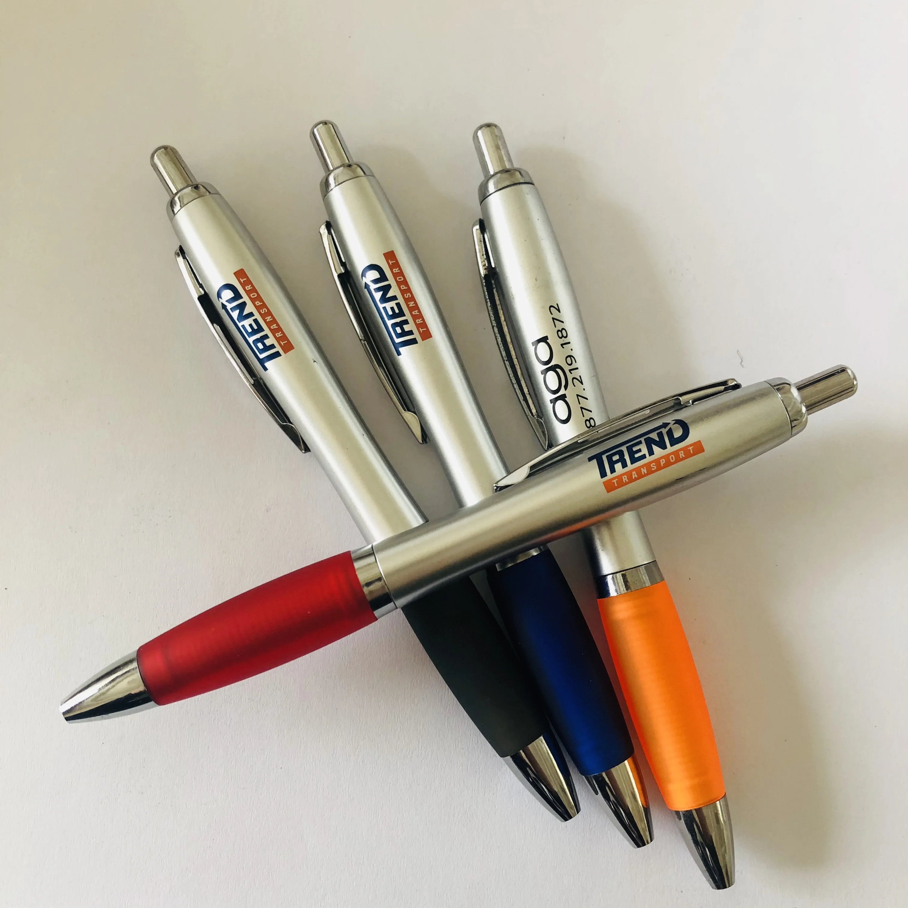 wholesale high quality silver promotional plastic ballpoint pen brand custom private logo company name gift pen