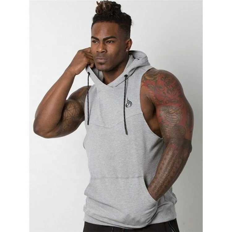 2020 Apparels Quick Dry Sports Multi Colour Wholesale Clothing High Elastic Men Sleeveless Hooded T-Shirts
