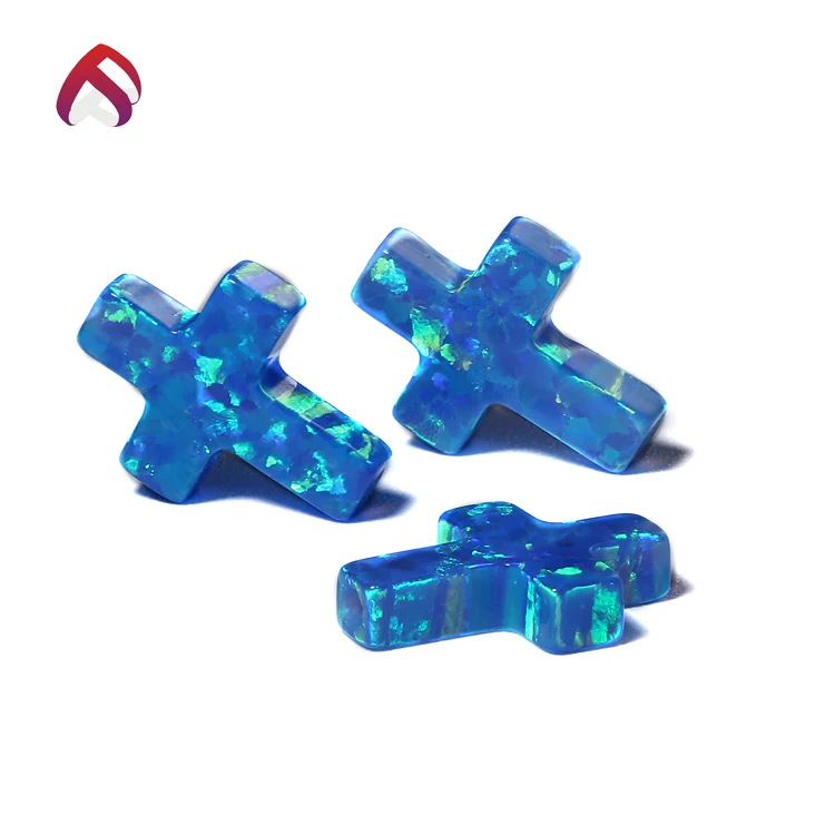 Wholesale Price Gemstone Cross Shape Synthetic Opal Stone Jewelry Making Stone