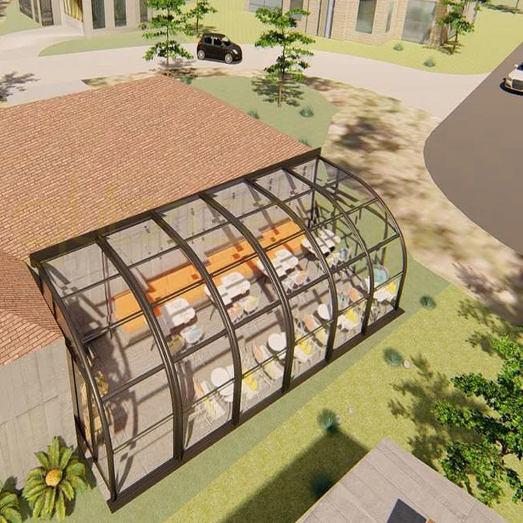 hot sale aluminum house conservatory sun room curved tempered glass house aluminium verandas