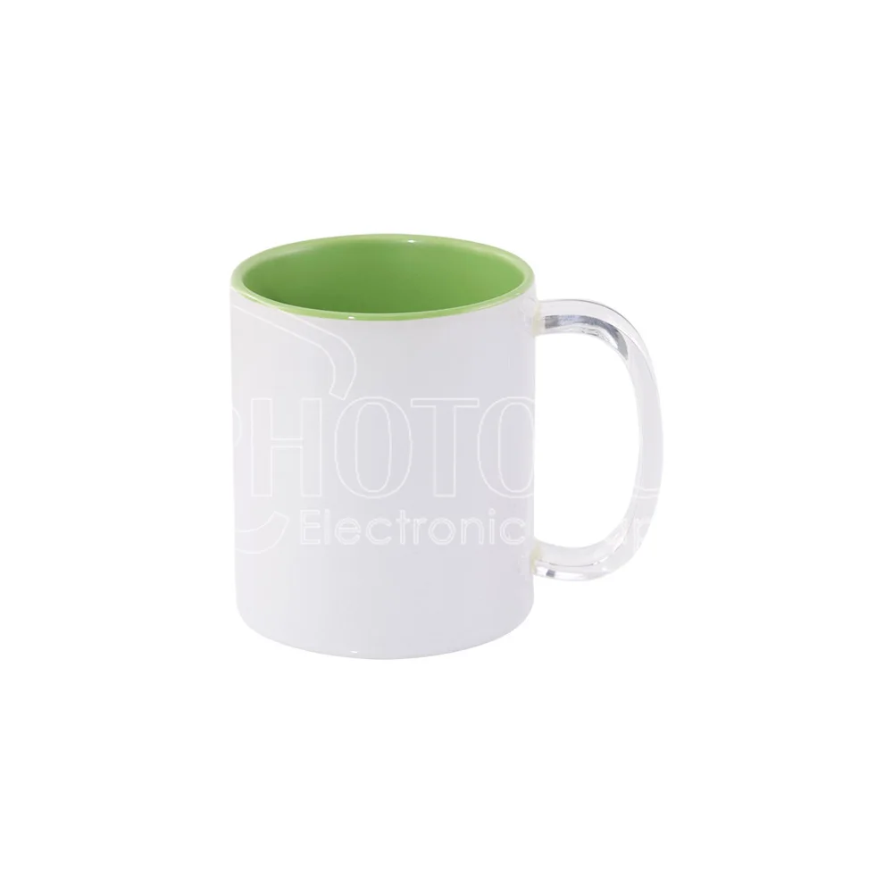 11 oz. Sublimation Blank Inside-Colored Ceramic Mug with Clear Glass Handle