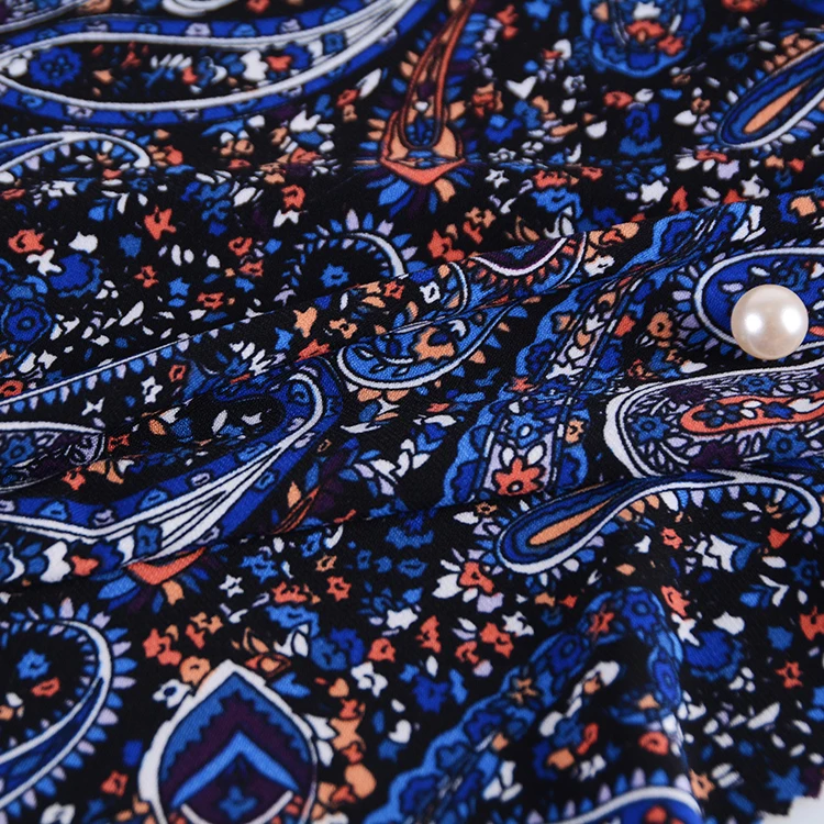 Custom printing textile digital printed flower korea ity knit fabrics for dresses