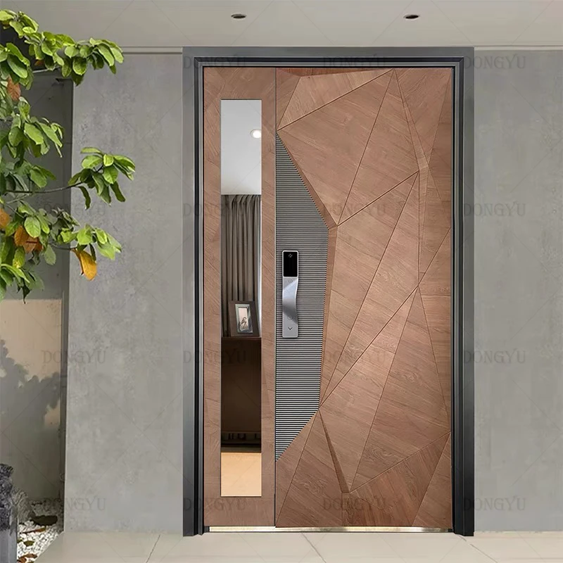 American Modern Design main Exterior Front Entry Doors High Quality Security Stainless Steel Door With Smart Lock