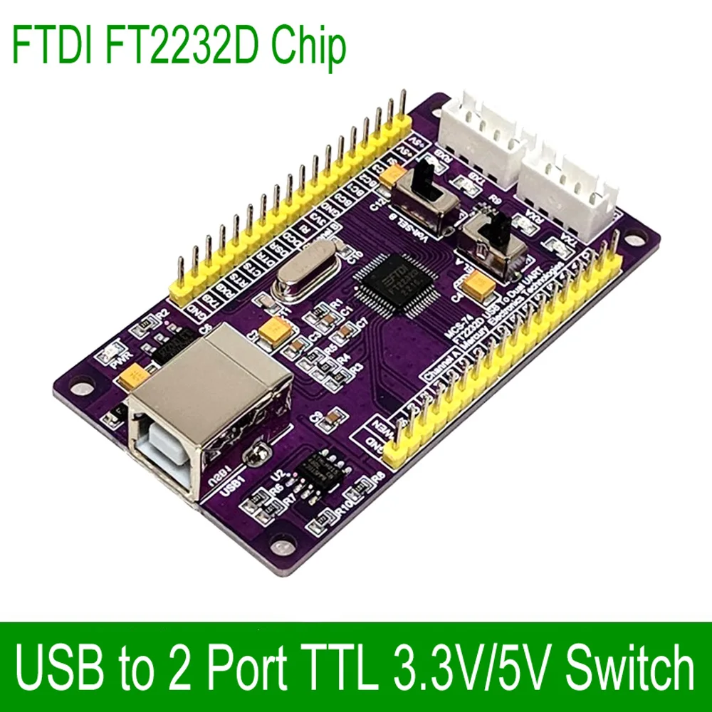 FTDI FT2232 USB to 2 Port UART Two Way TTL Converter PCB Module Board