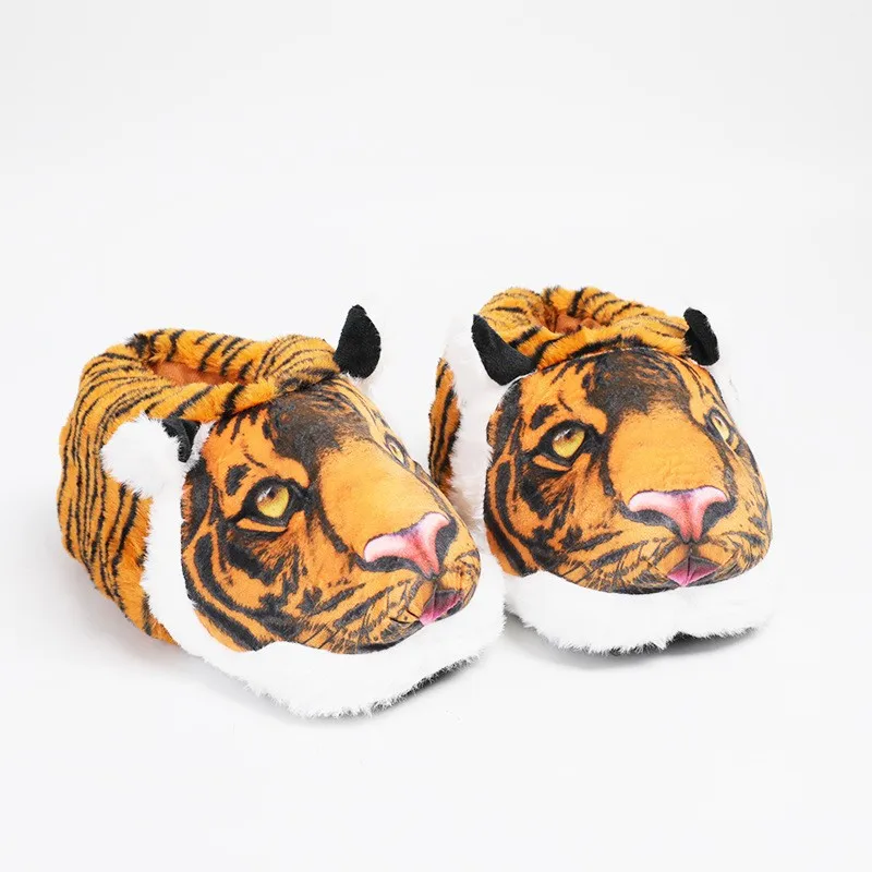 Tiger Slipper New Fashion Cheap cute Animal Plush Slippers fluffy soft Warm Indoor Shoes Women Kids Girls