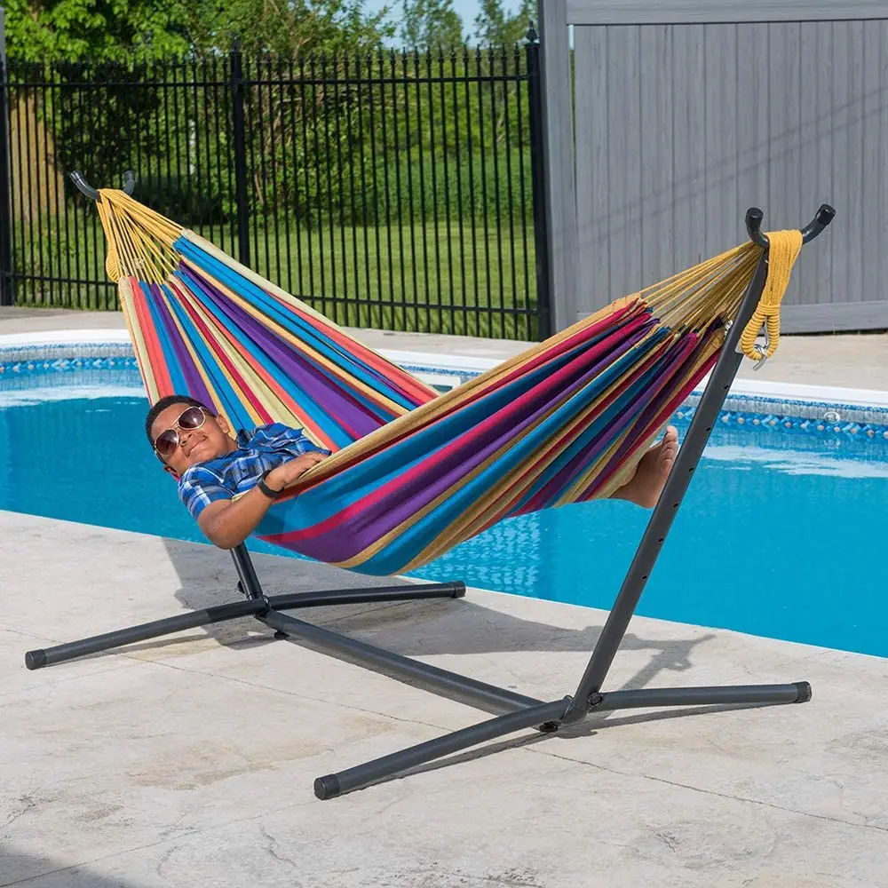 Double Hammock With Steel Stand Cotton Hammock With Stand Folding