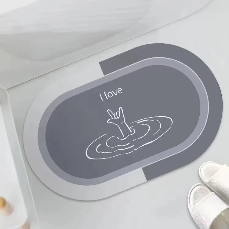 quick drying different shaped super absorbent anti-slip rug set custom floor foot diatomite bath mat for bathroom