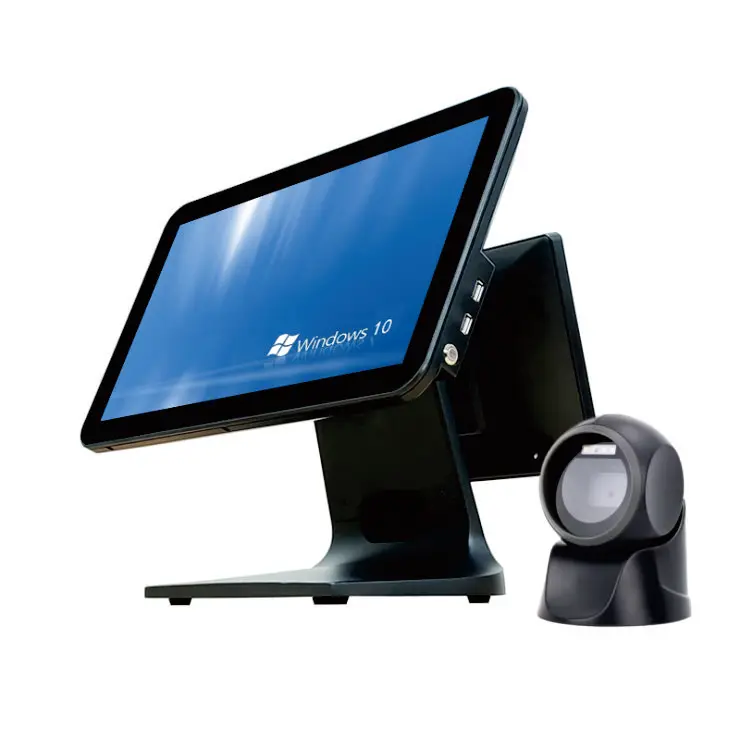 Factory Priced All-in-One Dual Screen POS System Capacitive Touch Screen Cash Register