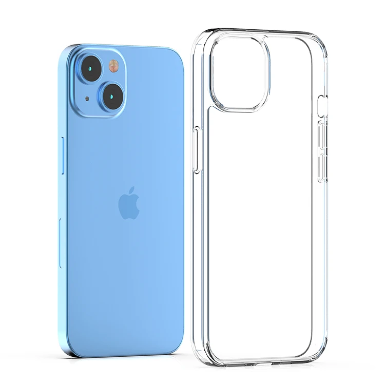 For iPhone 14 13 12 Mini 11 Pro Max 6 7 Plus Frame Bumper Shockproof Cover 1.5 mm Transparent Hard Acrylic PC Clear Phone Case