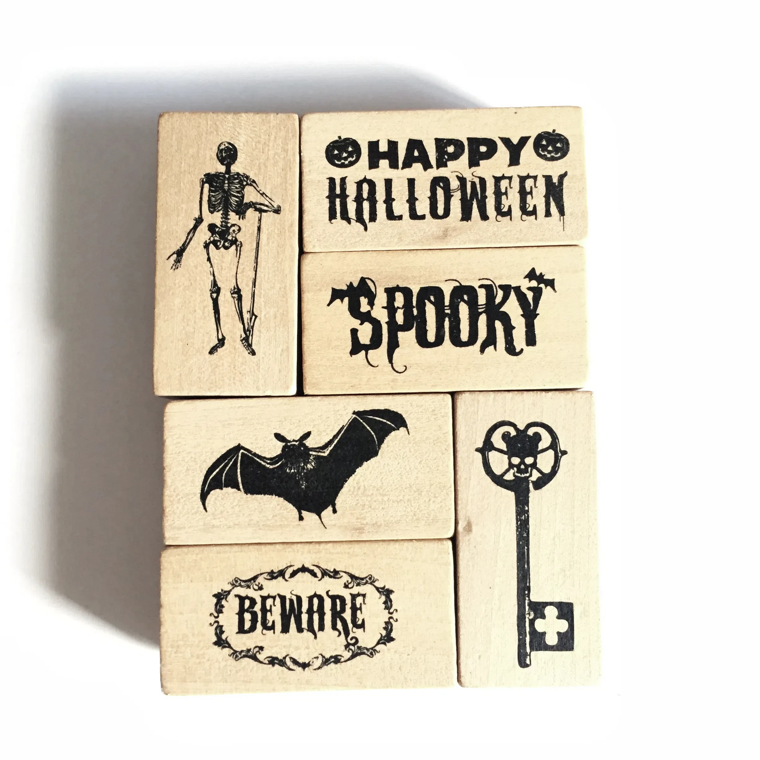 Vintage Wooden Stamp Goth Halloween Rubber Stamps For Card Menaking Scrapbooking Journaling Bat Skull vintage key Stamps