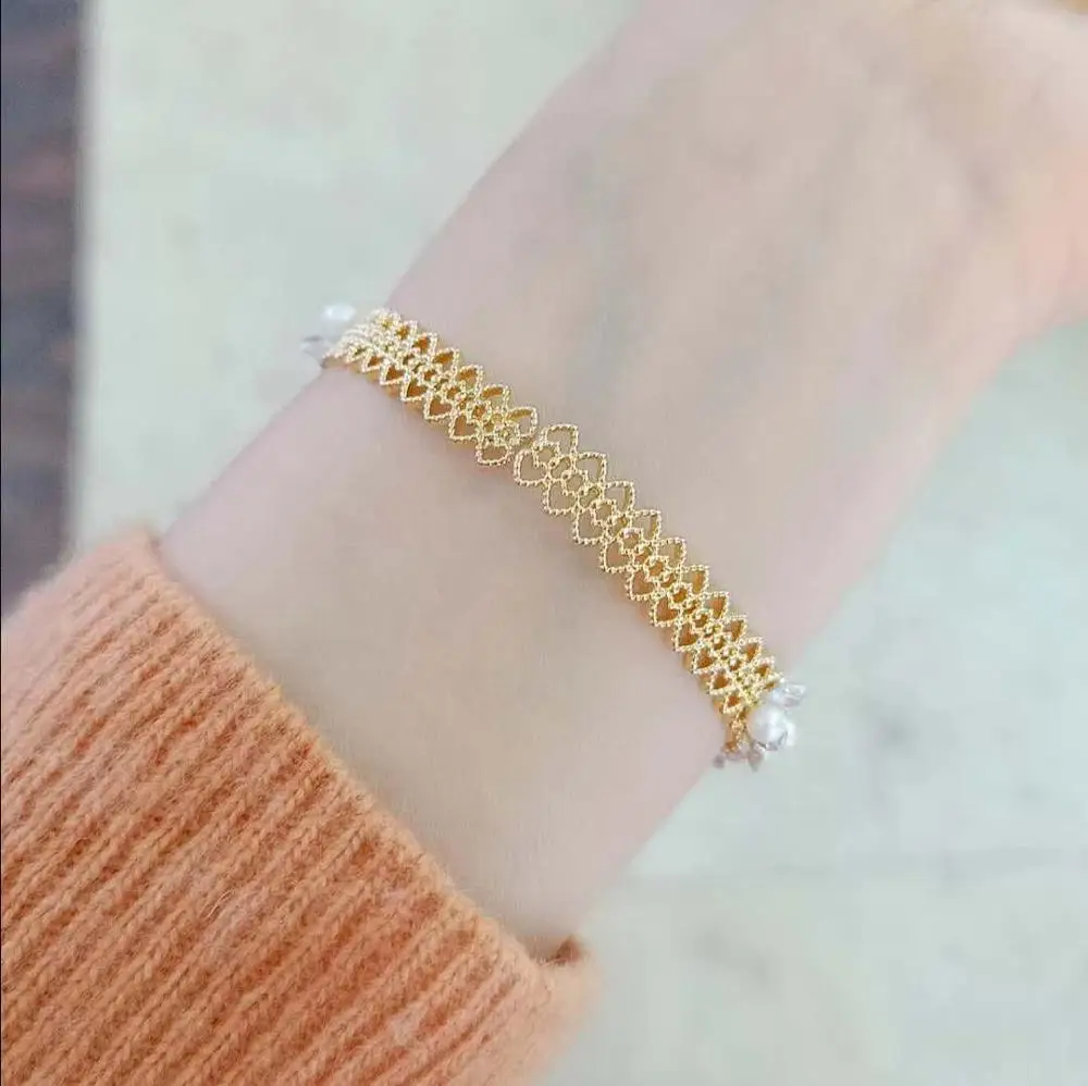 freshwater pearl  bracelet 14k winding Gold thread  for woman pearl jewelry wholesale