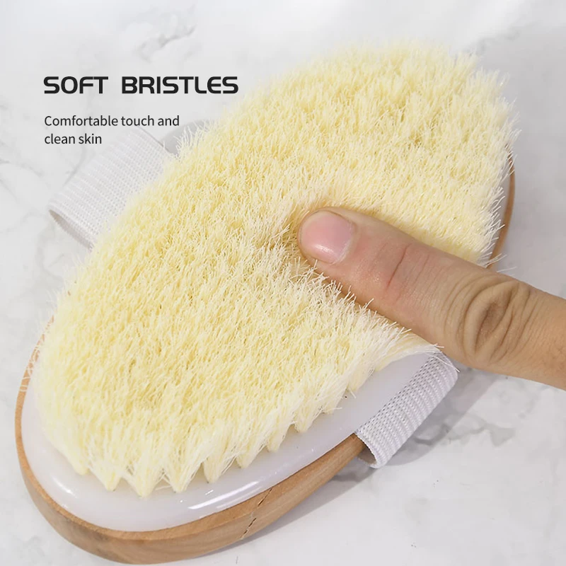 Sisal fiber brush shower brush  exfoliating scrub massage wooden dry body pure vegetarian brush customizable logo