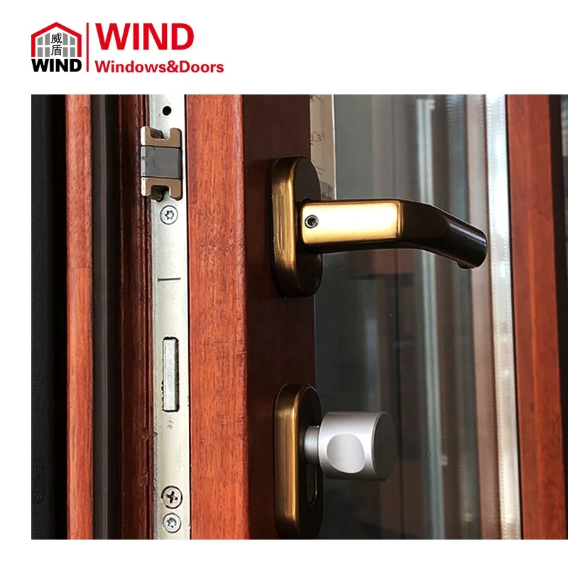 New design  french style Aluminum wood out swing   water proof  exterior patio doors