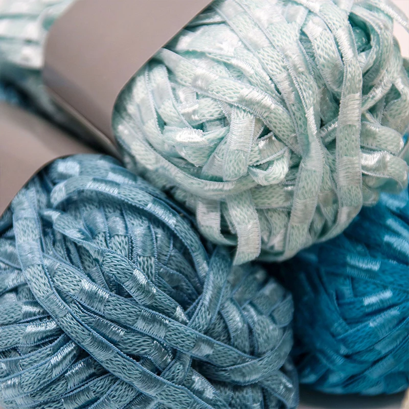 ZENGLONG 42% nylon 58% acrylic 50g flat tape ribbon yarn fancy blended yarns ball custom color DIY hand knitting