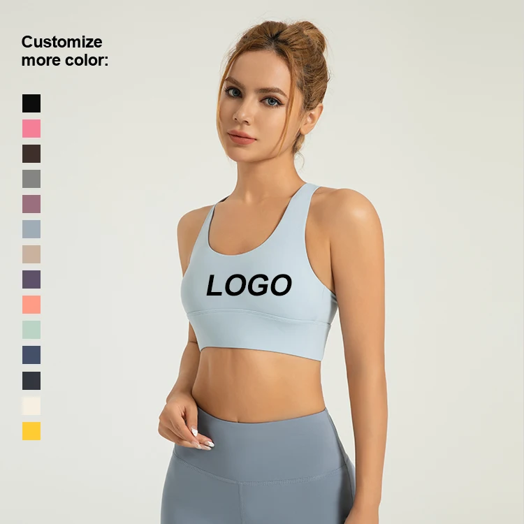 Customizable Casual Crop Top Enhanced Support Quick Dry Fitness Yoga Running Push Ups Shock Absorption Sports Bra for women
