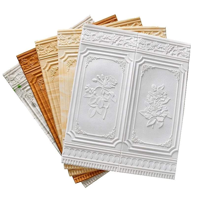 2021 3D pe foam skirting wallpaper self adhesive skirting board for interior wall decoration XPE foam wall sticker