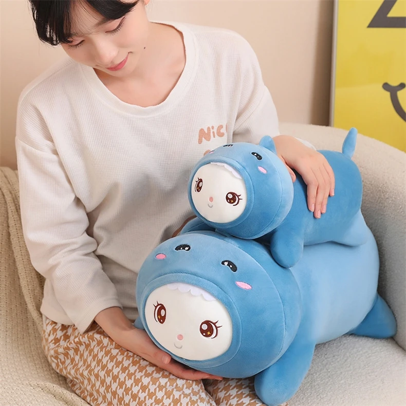 Creative bee dinosaur hippo shark pig plush toys sleep long pillow gift doll wholesale