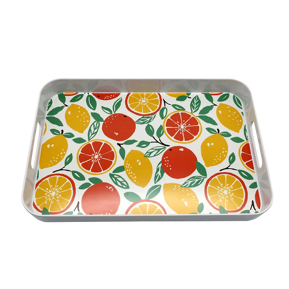 
 Sedex audit factory Бесплатный Образец без бисфенола А печать на заказ твердый пластиковый многоразовый Меламиновый поднос для подачи чая с ручками  