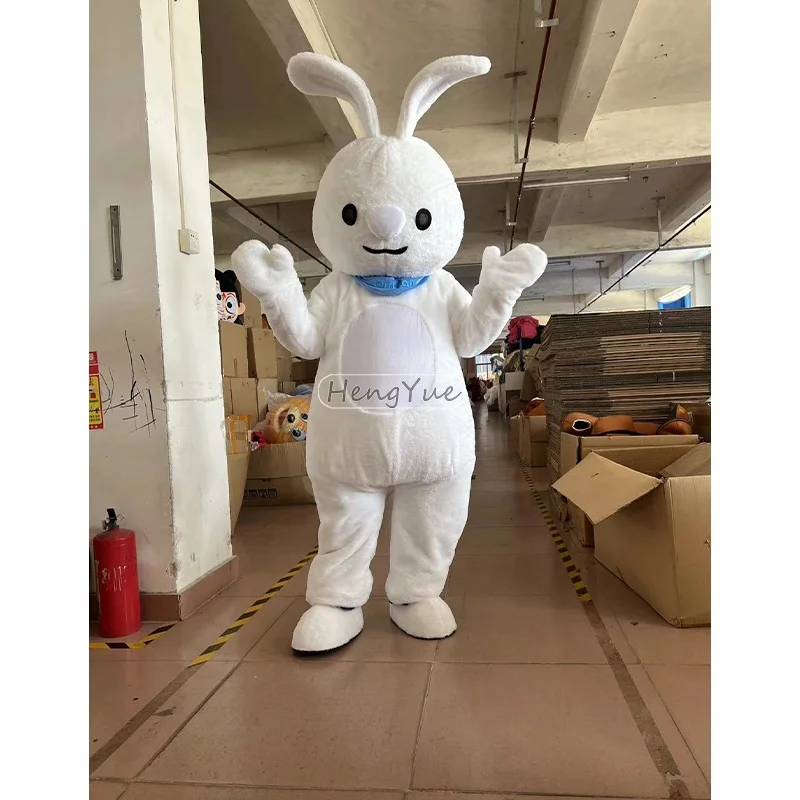 Hengyue White Easter Bunny Rabbit Mascot Costume Wedding Decoration Cosplay Animal Commercial Advertising Event Party Supplies