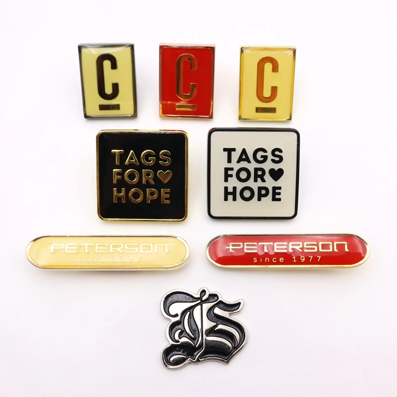 New design personalized metal luggage tag plated gold custom logo metal clothing label