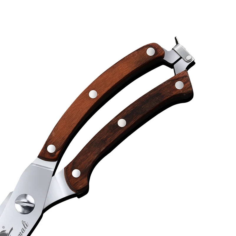 Профессиональные кухонные ножницы из нержавеющей стали в виде куриных костей с цветной деревянной ручкой