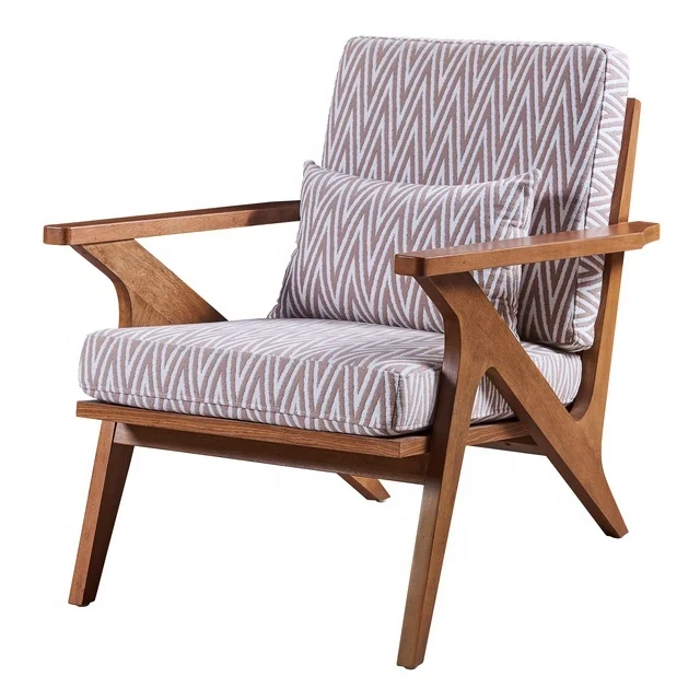 
Designer Living Room Wooden Lounge Chairs Furniture Modern Simplicity Hotel Lounge Fabric Cushion Sofa Chair Side Chair 