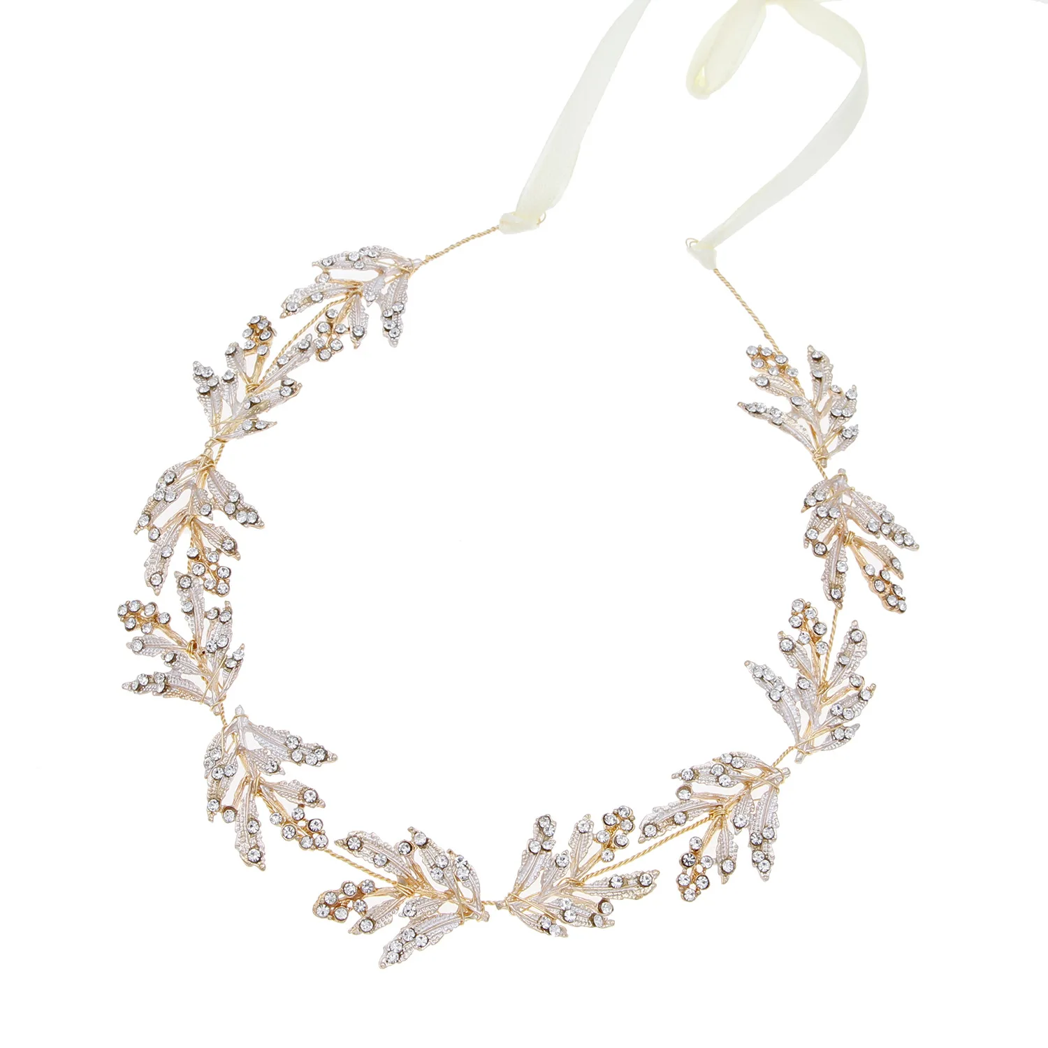 ML1209 Fashion Bridal Gold Leaves Headband Handmade Leaves Hairband Wedding Headdress