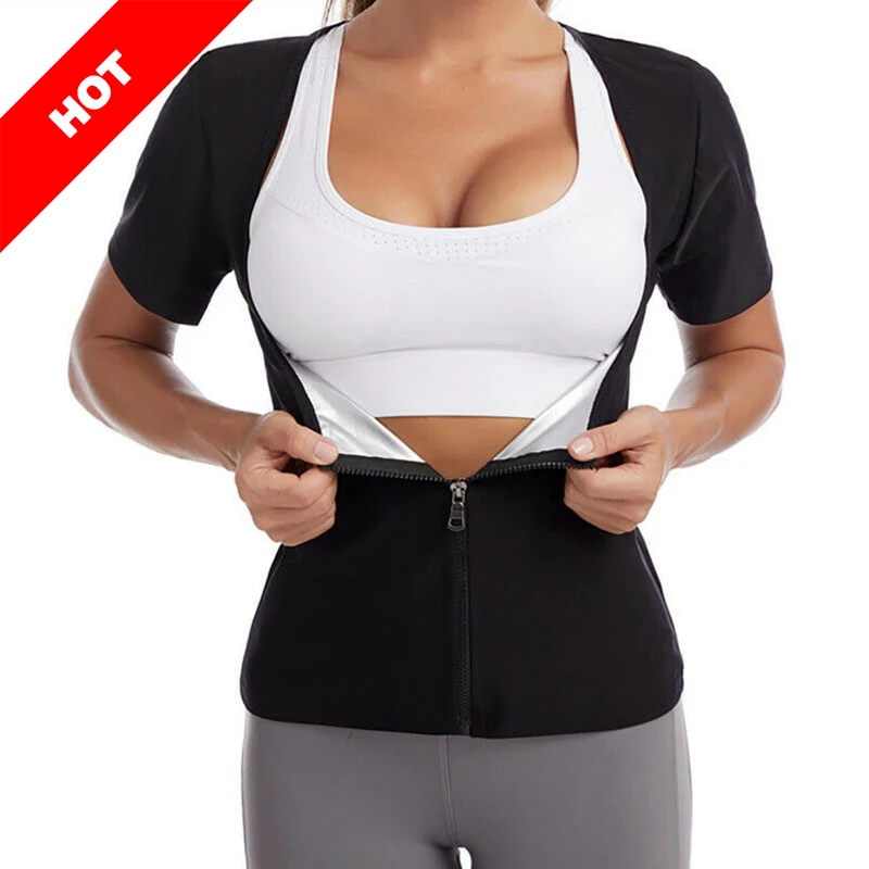 Women Waist Trainer Vest Slimming Neoprene Sauna Tank Top Zipper Weight Loss Body Shaper Vest