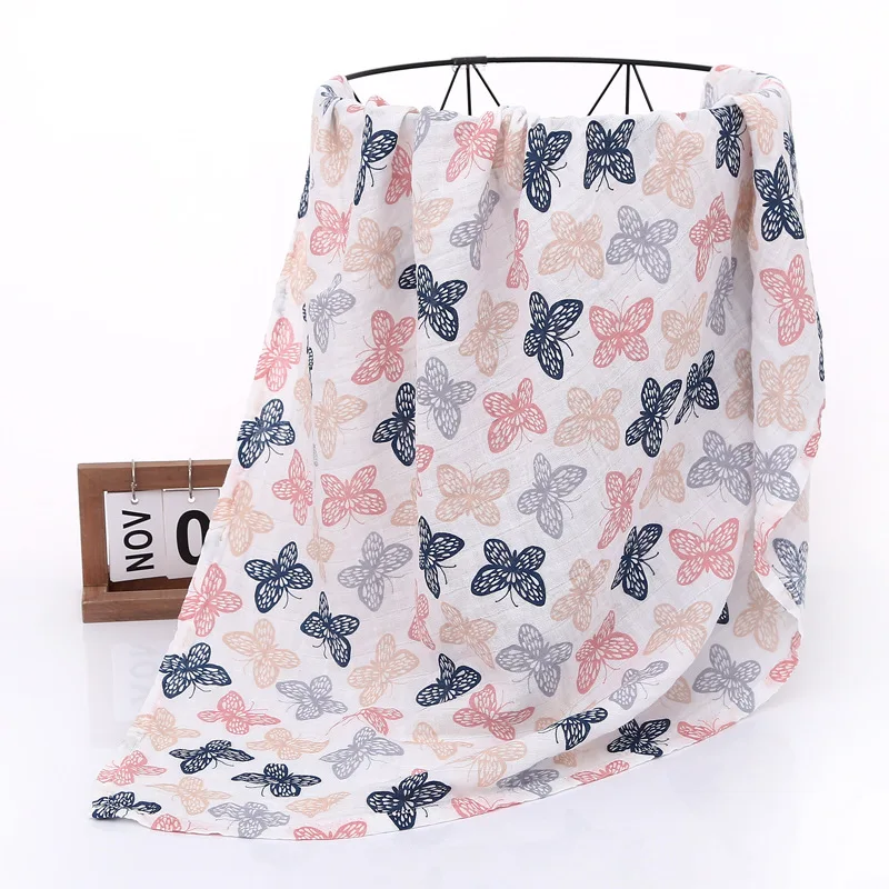 Wholesale Solid 100% Organic Cotton bamboo Soft Muslin Fabric Swaddle Wrap Baby Blanket