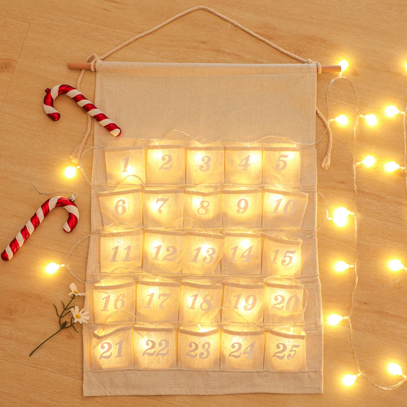 Wholesale Christmas Calendar With Pocket Cotton Christmas Decoration Wall Hanging Advent Calendar