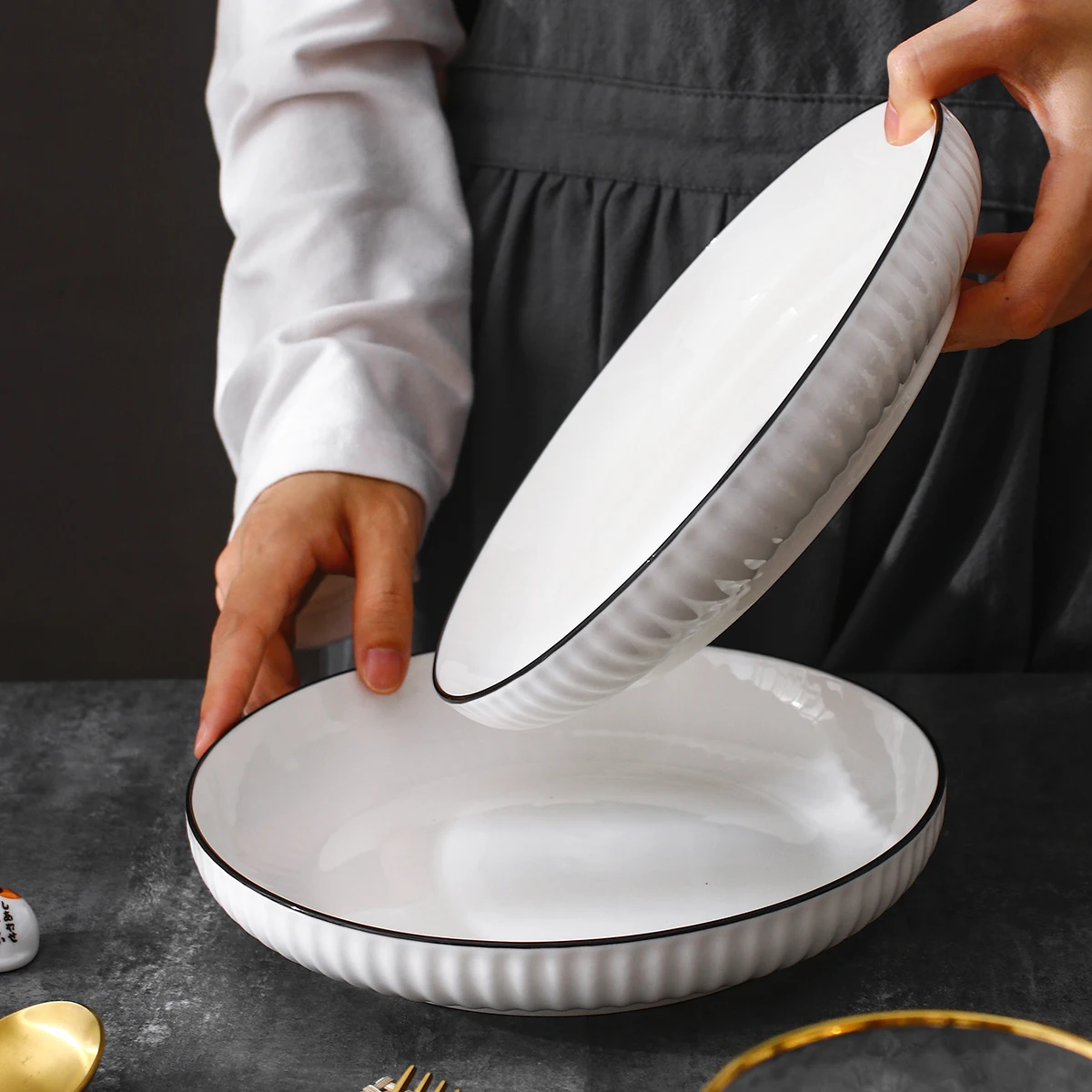 China 7 8 inch Tableware Dishes & Plates Nordic Wedding Charge Matte Plate Serving Ceramic Plates Porcelain dinner Sets