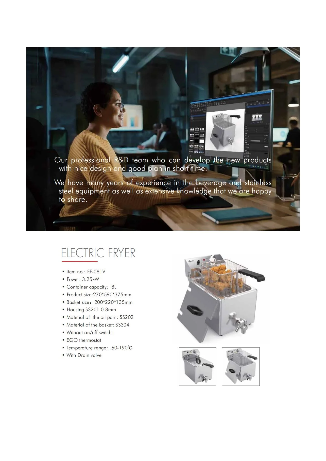 Large Capacity Stainless Steel Electric Deep Fryer Single Pot for Household and Outdoor Use for Restaurants and Hotels