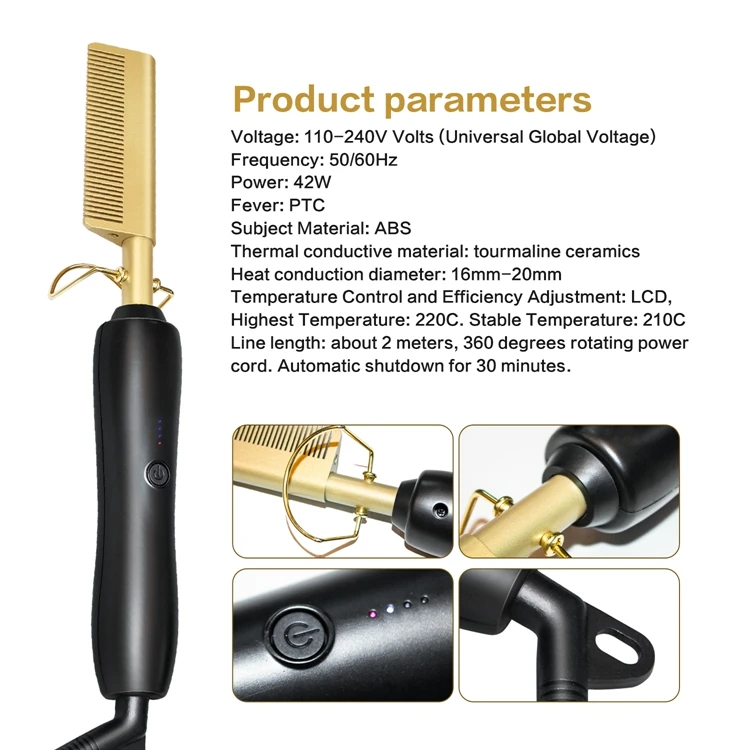 Professional Custom Hot Hair Comb Electric Hot Comb Straightener Electric Hair Straightener Portable Hot Combs Straightener