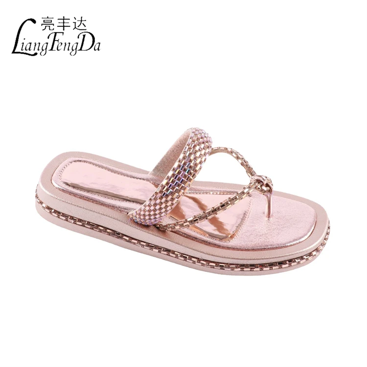 Factory Wholesale Africa Large Size Rhinestone Slides Slippers For Women Outdoor Platform Ladies Sandals