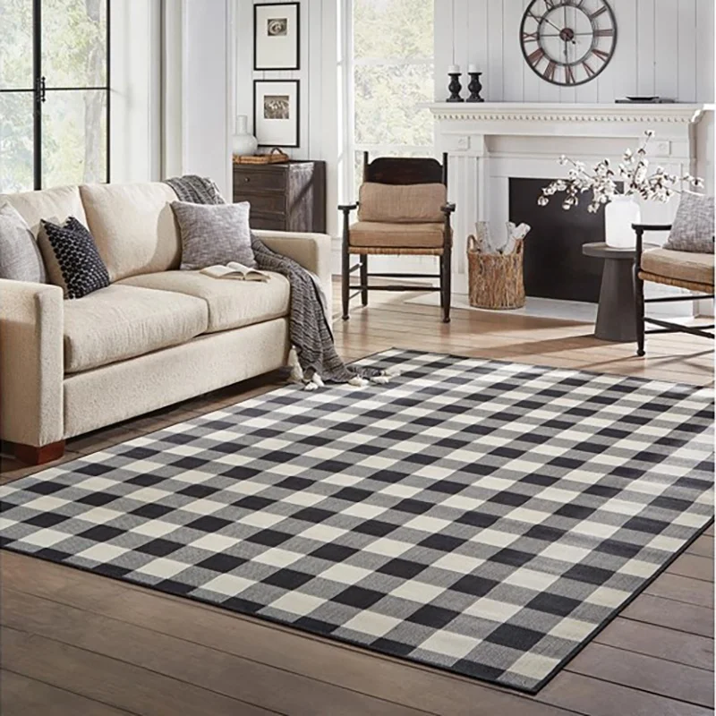 Monad Amazon Quality Geometric Retro Moroccan Hand-Woven Reversible Black And White Washable Plaid Checkerboard Rug