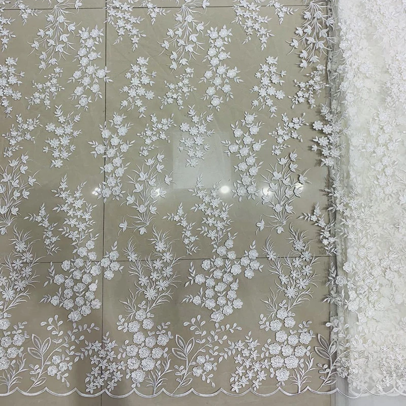 3D Flower Embroidery Lace Fabric Wedding Dress Cheongsam Lace Fabric For Women