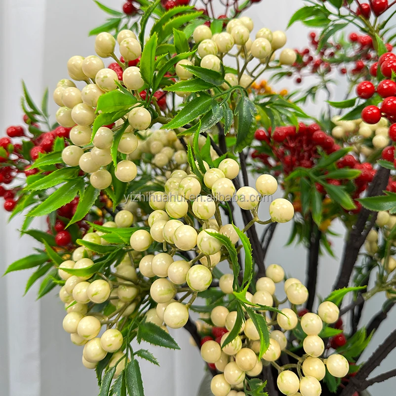 wholesale artificial red berry branch berries cuttings home decoration fruit plant branches realistic vase ornaments