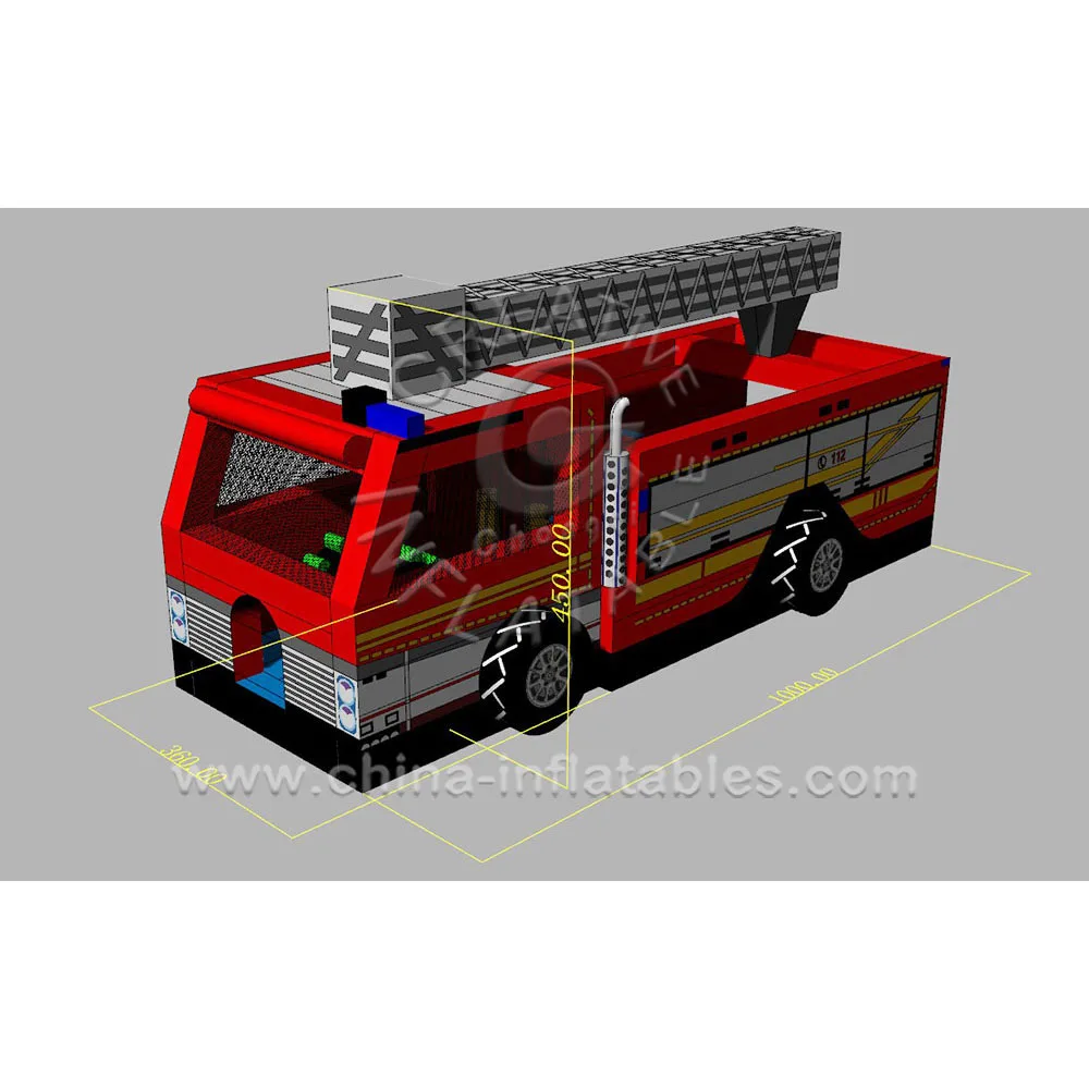 Custom Inflatable Fire Truck Obstacle Ambulance Bounce House Inflatable Obstacle Course For Kids