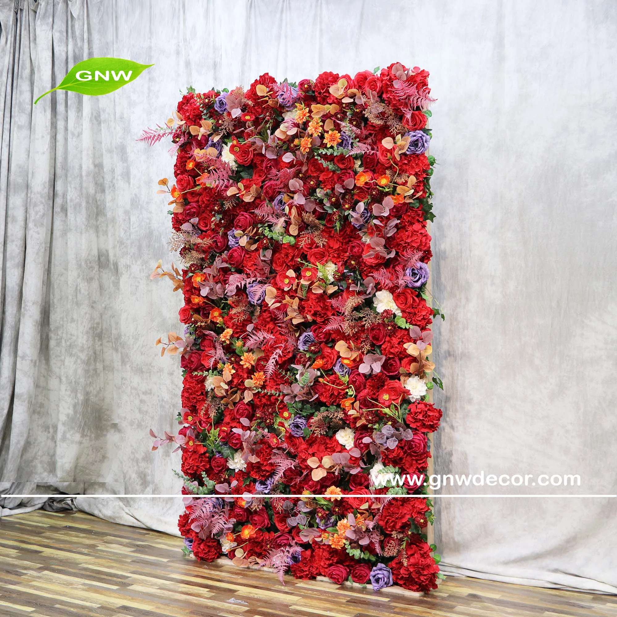 GNW Artificial Roll Up Flower Wall Backdrop Wedding Stage Decoration With Flowers