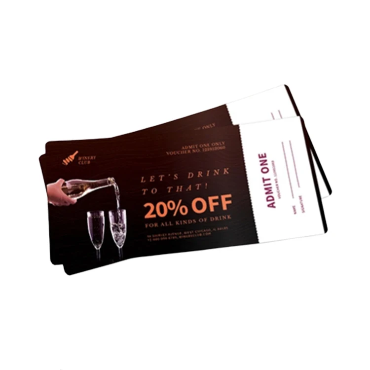 High quality custom thermal transfer paper coupon printing voucher discount tickets