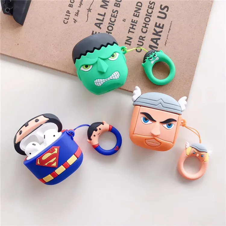 
3D Cartoon Toy Silicone Airpod Case for Marvel Airpods Case Avengers with Carabiner Keychain 
