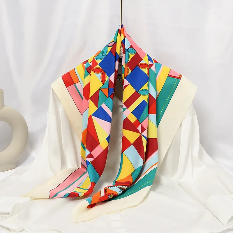 31 styles OEM Low Price Dropshipping Shawls Satin Silk Scarf 90*90cm  Letter Oil Painting Designer Square Scarfs Wholesale