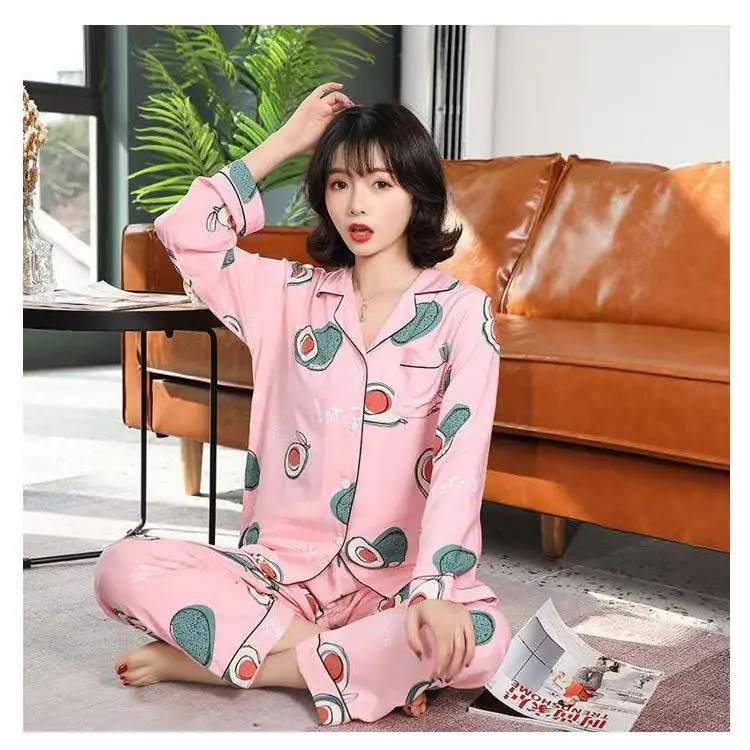 Summer milk cotton pajamas girl cute cardigan large size short sleeve shorts suit pajamas ladies