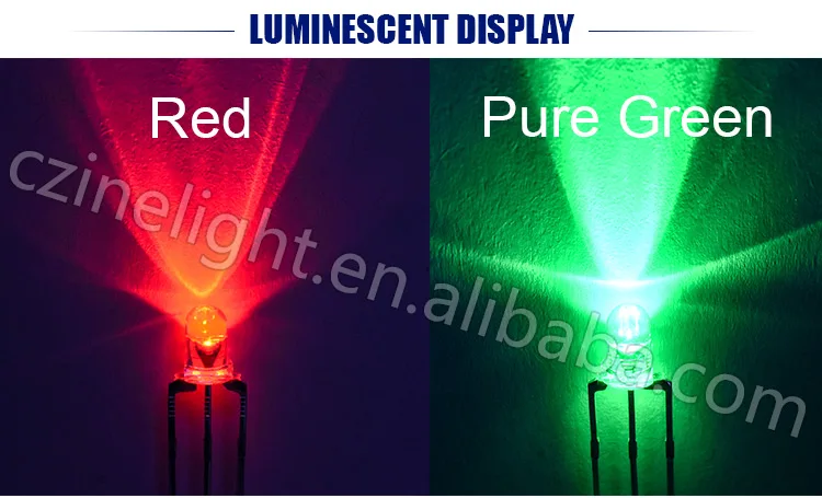 1000pcs/bag Bicolor Red Green Blue Yellow clear Lens Round 3 Pins Two Colors 3mm Led Diode For Indicator light