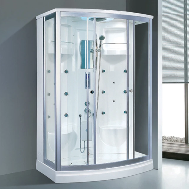 Modern Clear Glass Bathroom Shower Enclosure with Tray Square Aluminum Frame Shower Rooms Stall Kits
